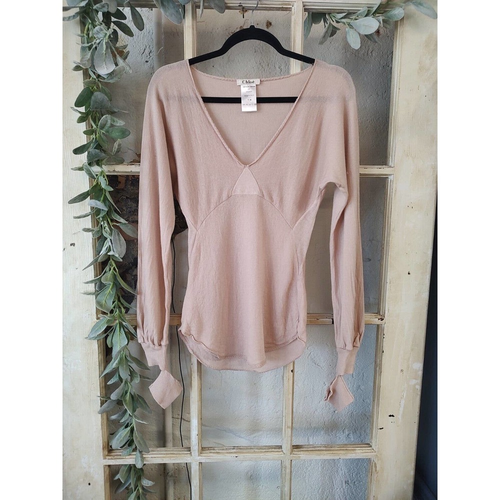 Chloe V-Neck Sweater in powder pink